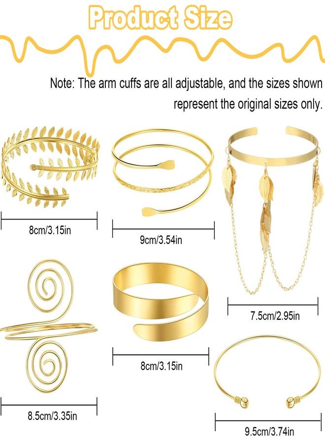 ADULLPONY 6 Pieces Gold Arm Cuff Jewelry Upper Arm Cuff Bracelets Bangle Adjustable Armband Set for Women - Image 2